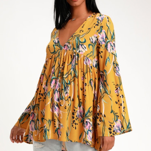Free People Bella Yellow Floral Tunic - Picture 3 of 4